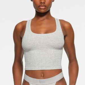 SKIMS Light Heather Gray Ribbed Tank Top Cropped Women’s Small